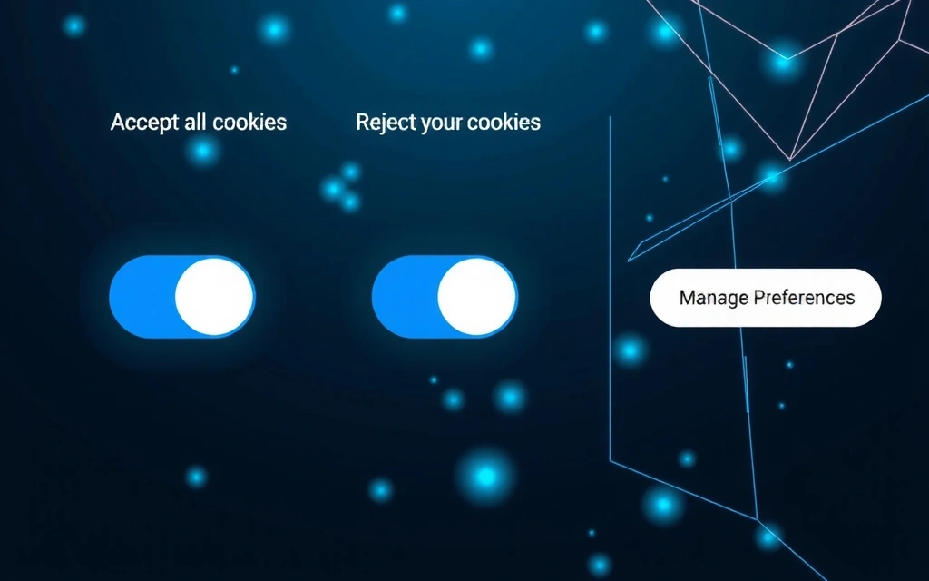 Ilustrace kontrolního panelu s přepínači pro správu souhlasu s cookies