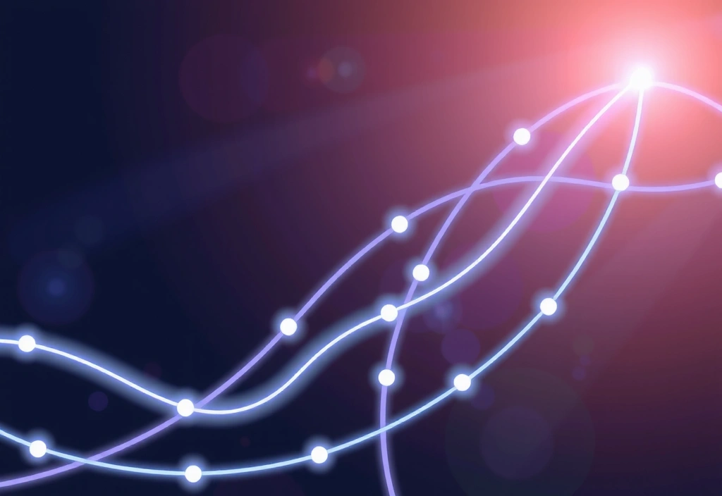 Abstraktní vizualizace misie a vize, symbolizující růst a inovaci