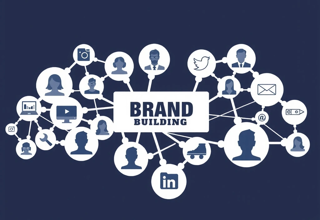 Abstraktní vizualizace budování značky a sociálních sítí